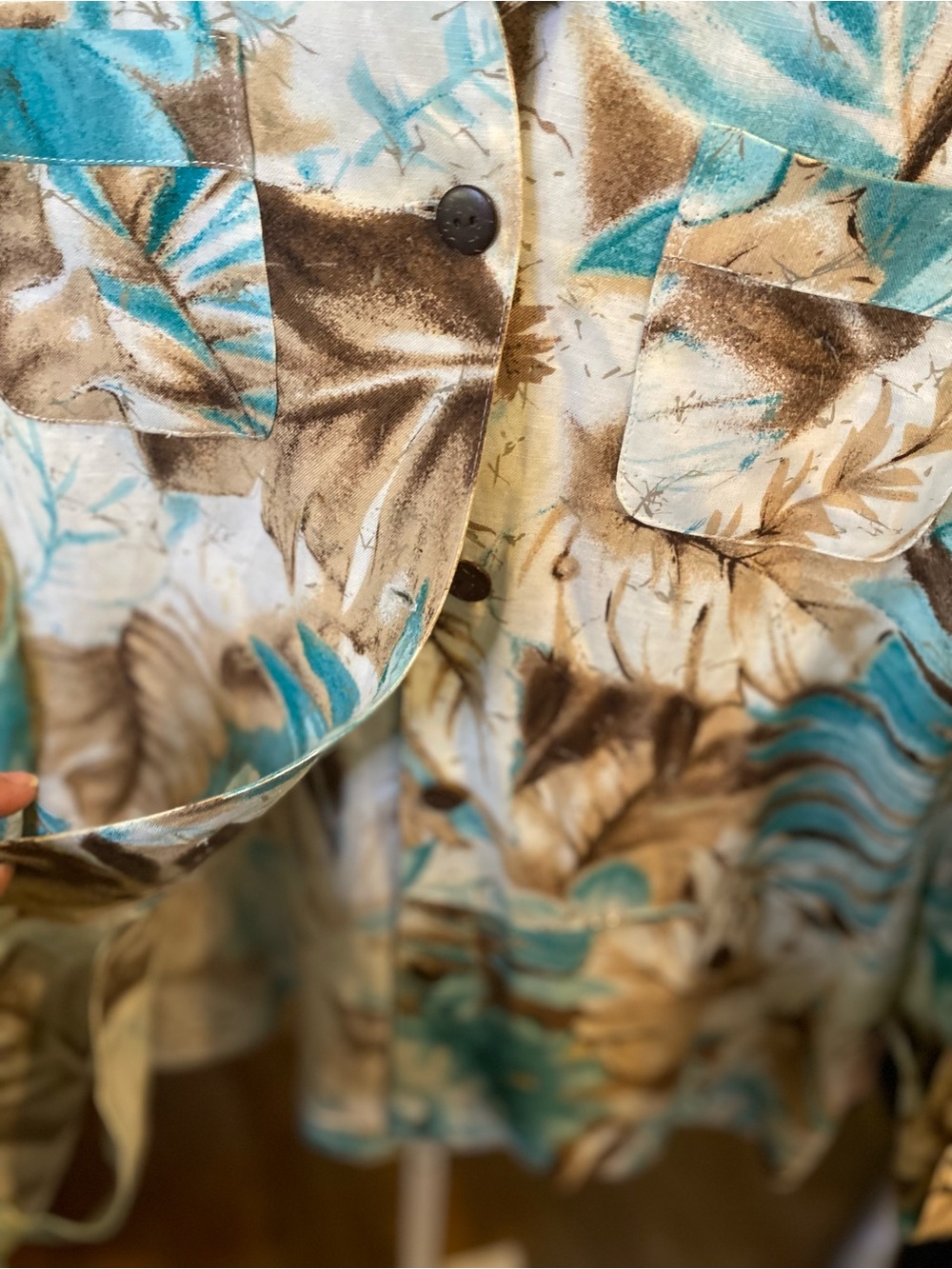 Alfred Dunner Teal and Brown Floral Button-Front Shirt Jacket - Picture 2 of 4